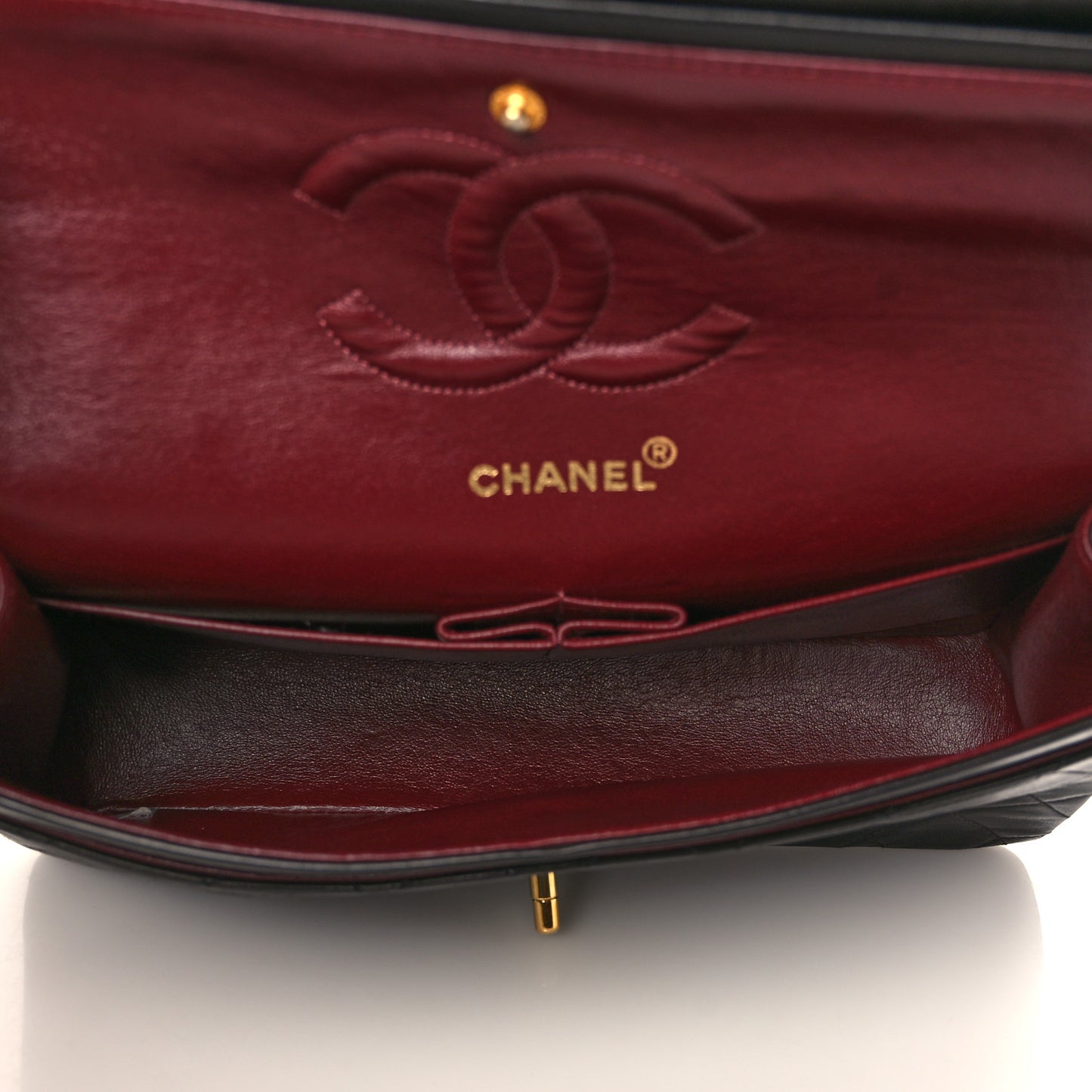 Lambskin Quilted Medium Double Flap Black