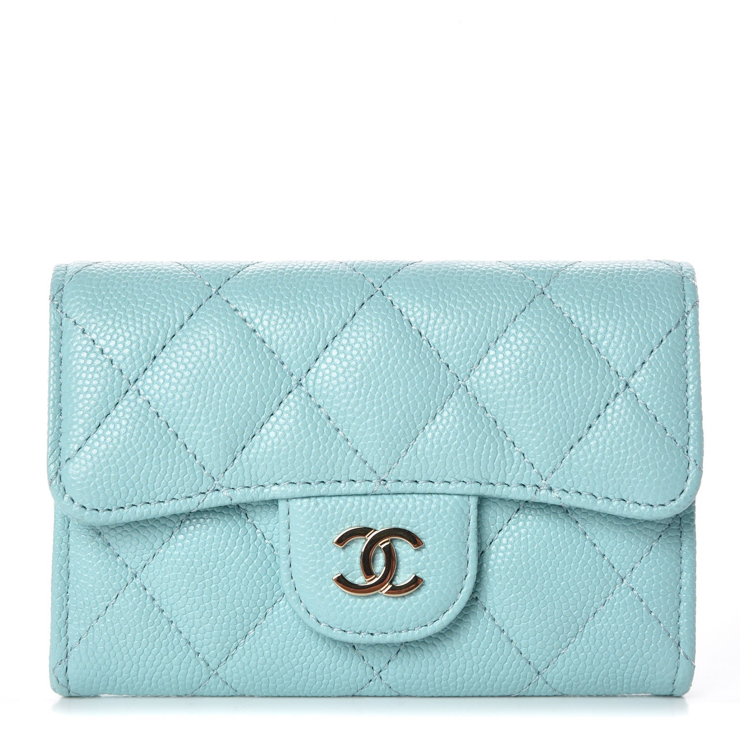 Chanel Caviar Quilted Card Holder Light Blue 1 of 9