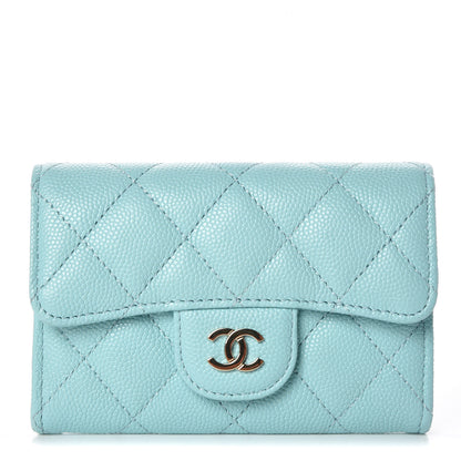 Chanel Caviar Quilted Card Holder Light Blue 1 of 9