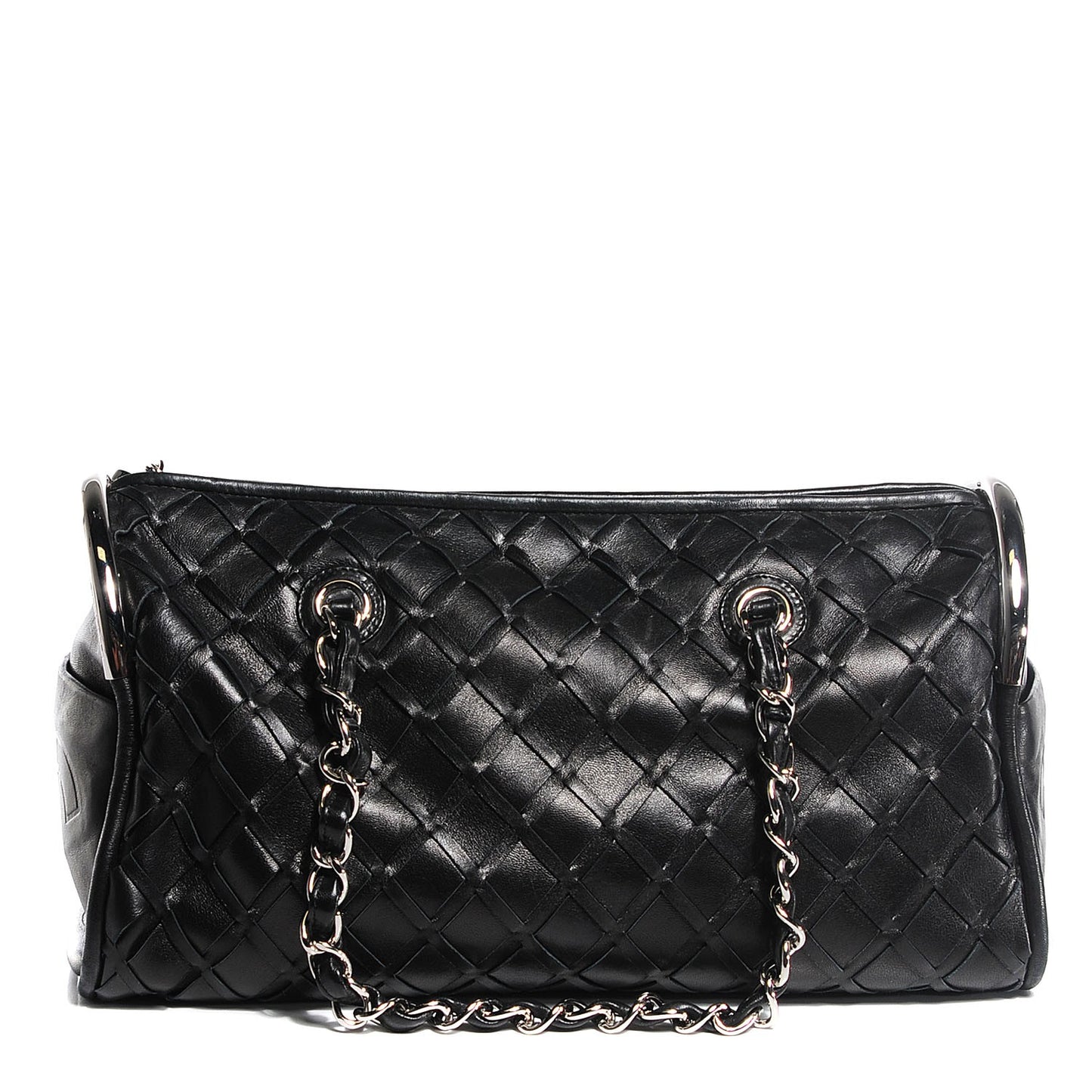 Lambskin Woven Medium Ultimate Soft Sombrero Bag Black