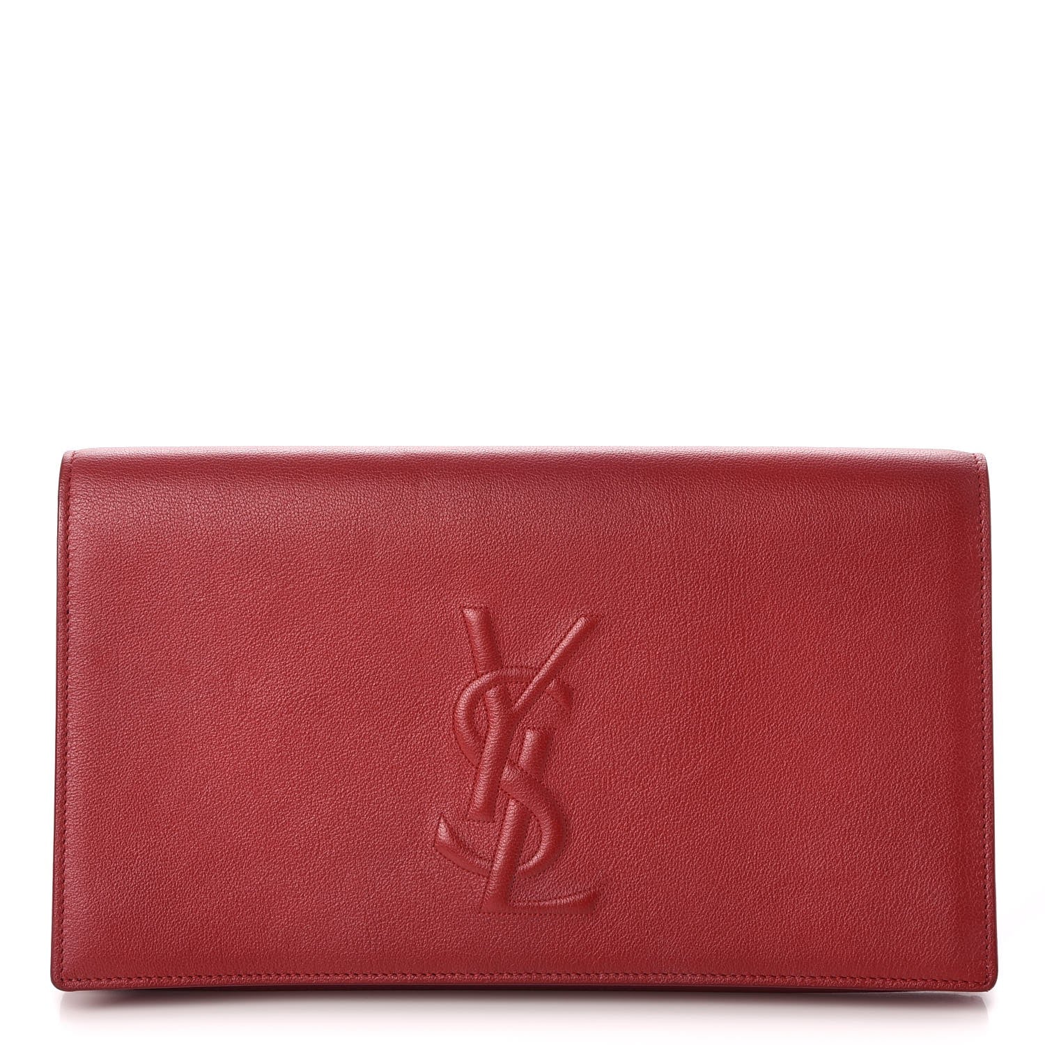 Saint Laurent Calfskin Monogram Large Belle De Jour Clutch Red 1 of 11