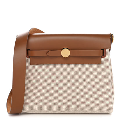 Hermes Military Toile Vache Hunter Herbag Zip Retourne 20 Ecru Beige Fauve 1 of 11