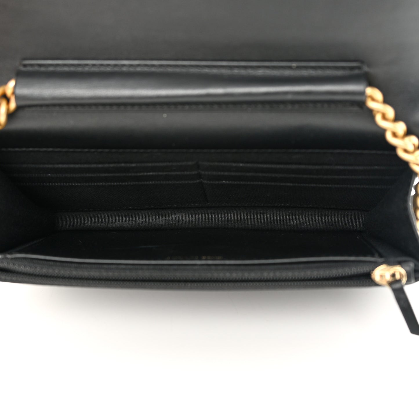 Caviar Quilted Boy Wallet On Chain WOC Black