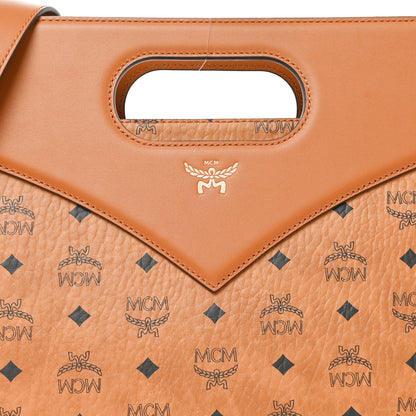 MCM Visetos Calfskin Medium Diamond Tote Cognac 7 of 9