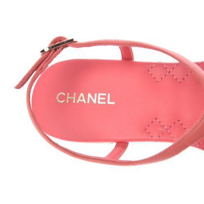 Chanel Lambskin Chain CC Logo Thong Sandals 37 Pink 7 of 9