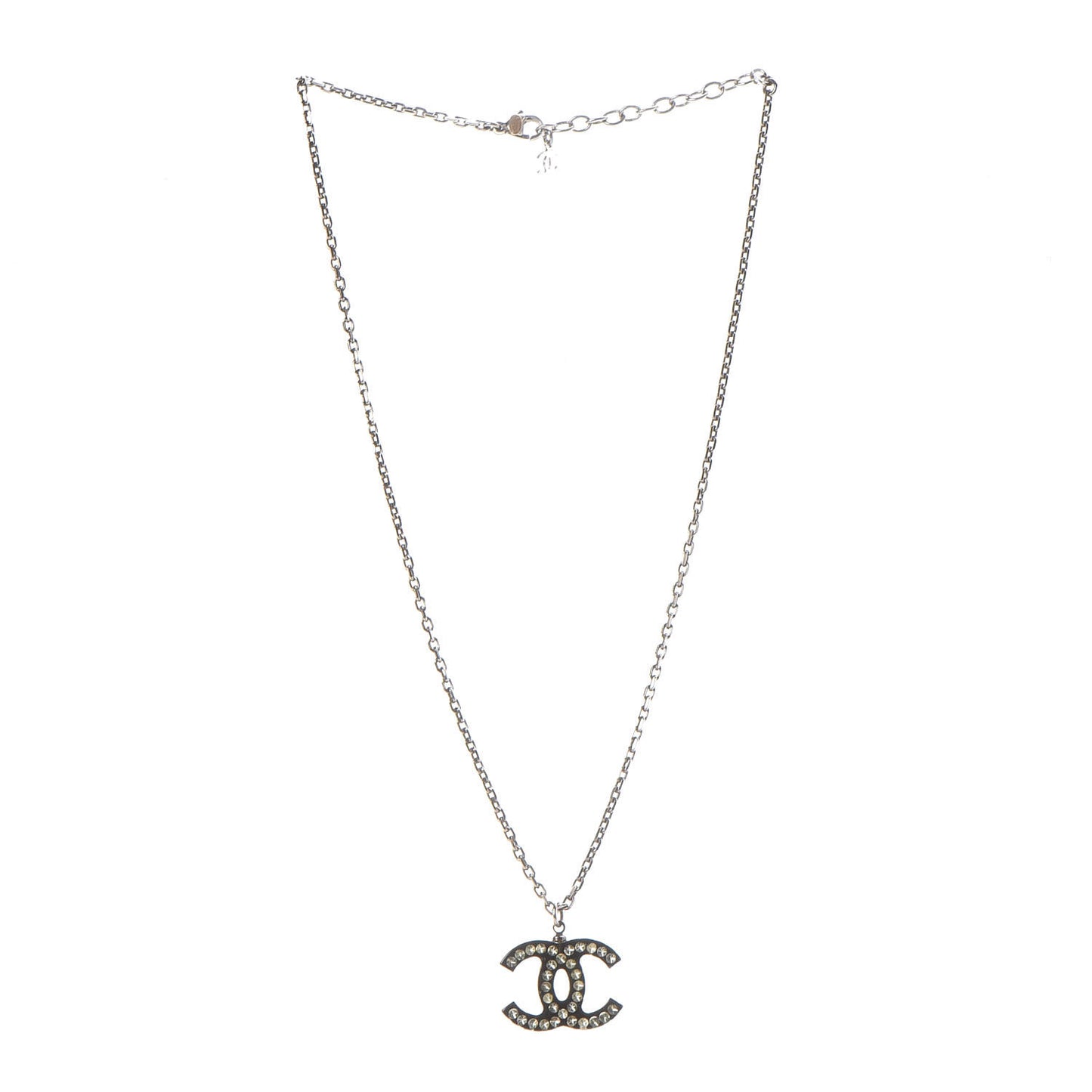 Crystal Resin CC Necklace Silver Black