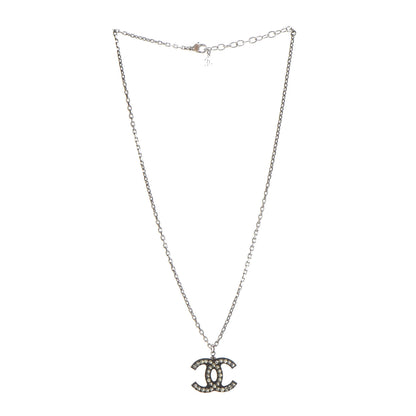 Chanel Crystal Resin CC Necklace Silver Black 3 of 8