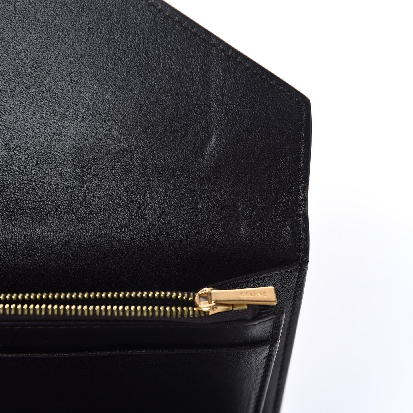 Smooth Calfskin Pocket Tri-Fold Multifunction Envelope Flap Wallet Dark Rust