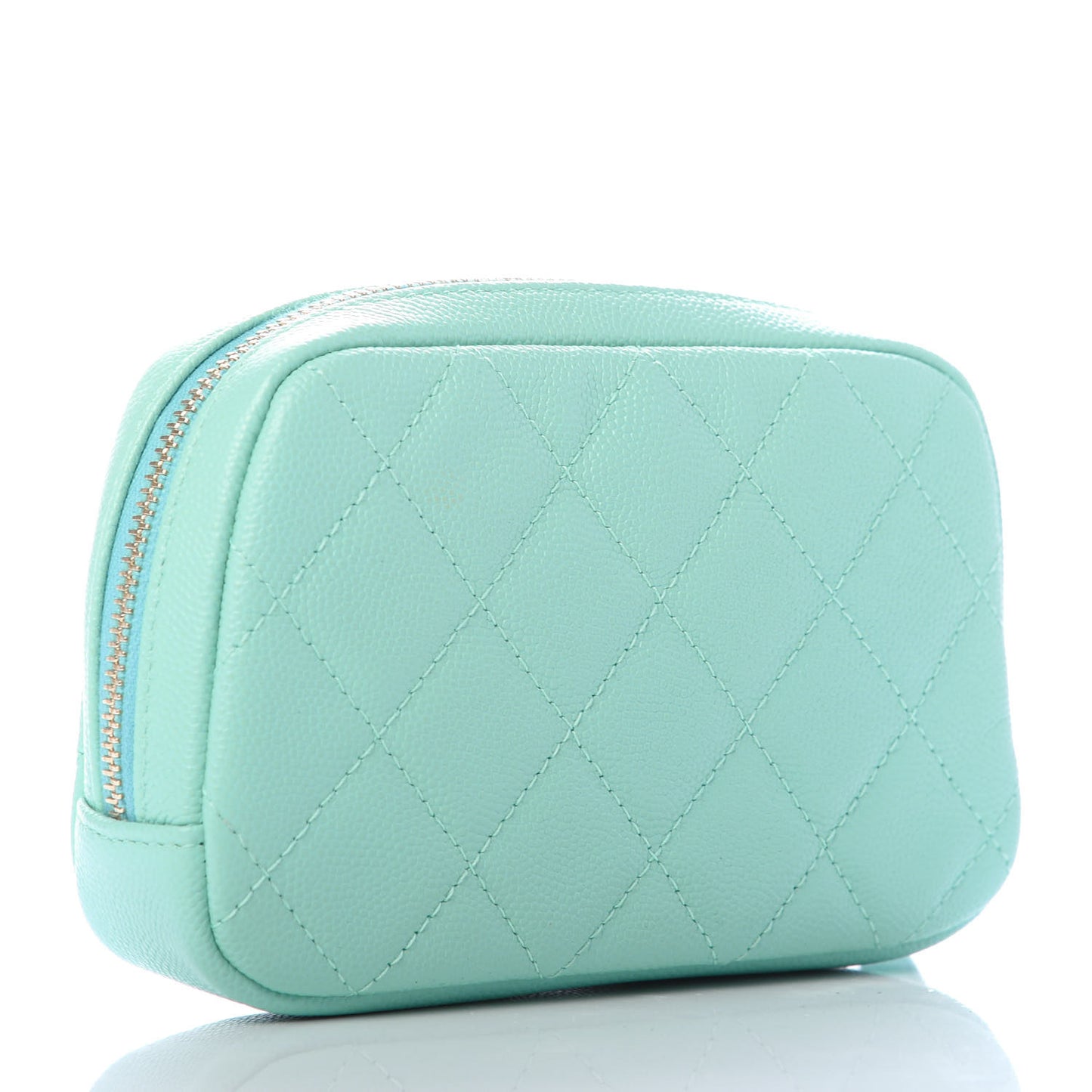 Caviar Quilted Small Curvy Pouch Cosmetic Case Light Blue