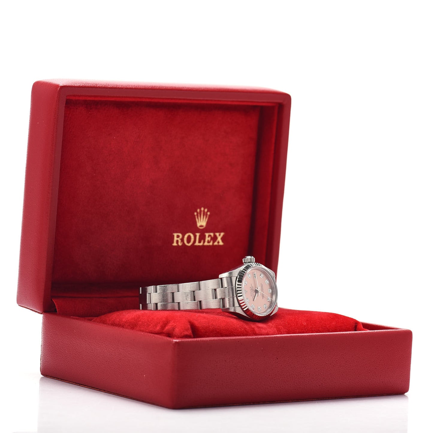 Stainless Steel 18K White Gold Diamond 26mm Oyster Perpetual Datejust Watch Pink 69174