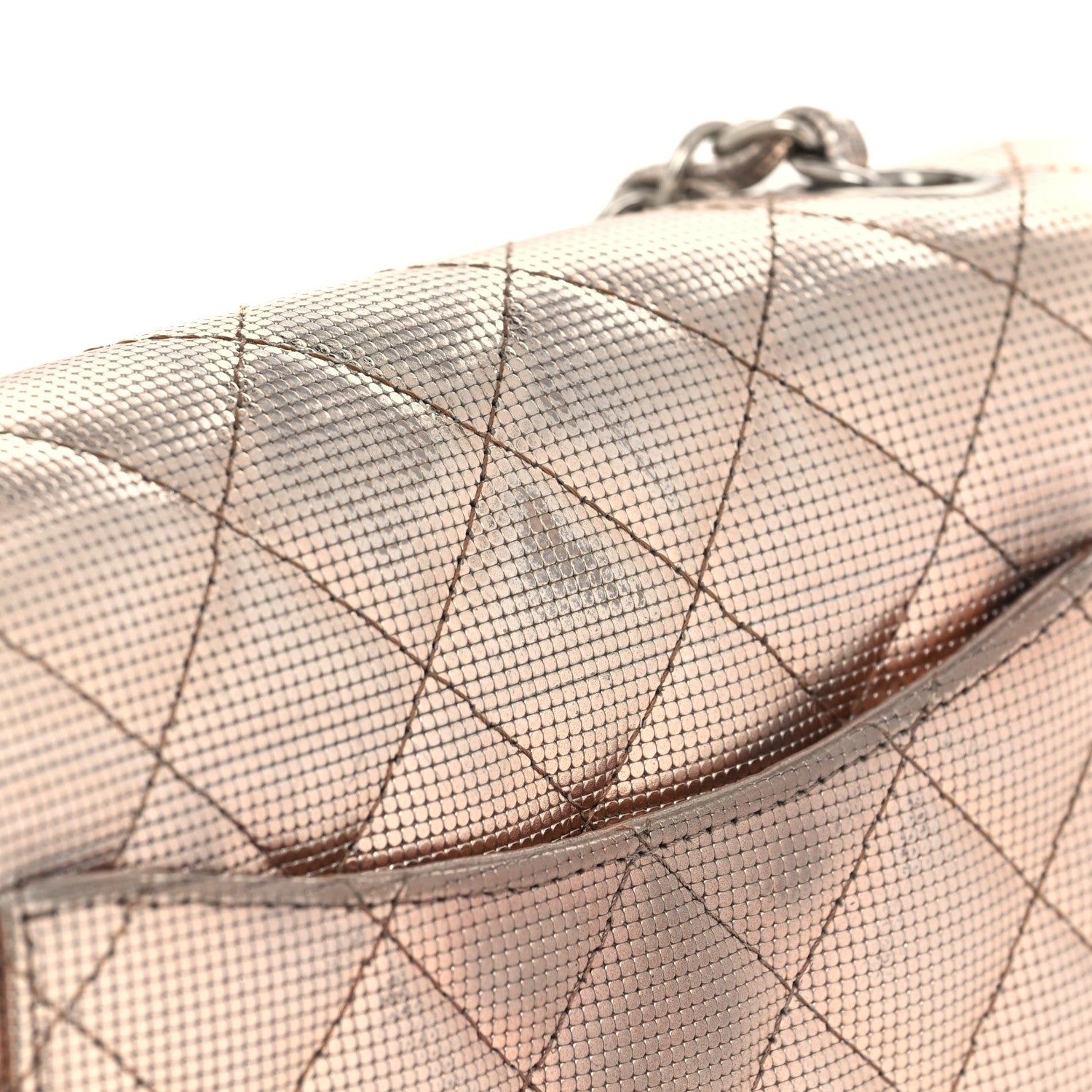 Chanel Metallic Calfskin Quilted Pixel Effect Mini Rectangular Flap Pink Gold 11 of 12