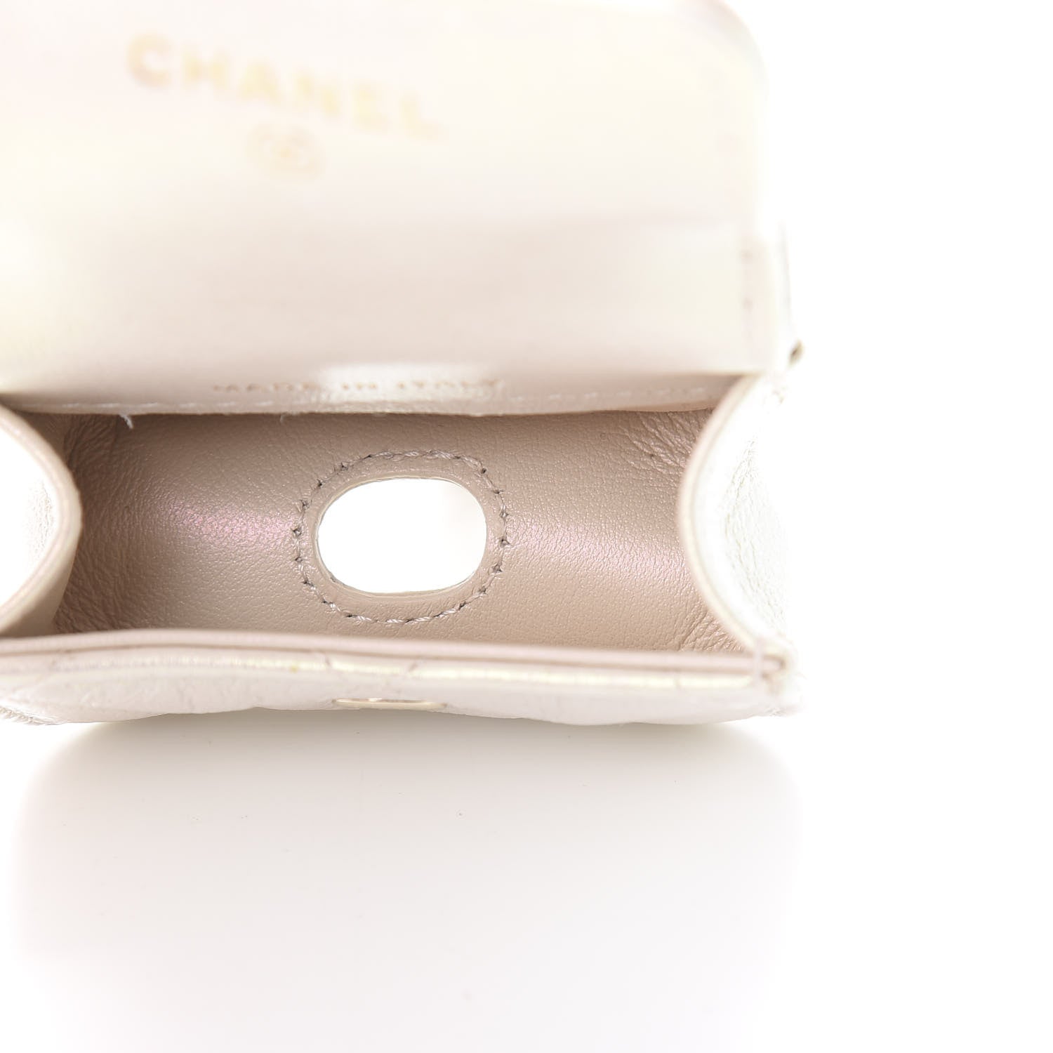 Chanel Iridescent Lambskin Quilted Airpods Pro Case Ivory 4 of 8