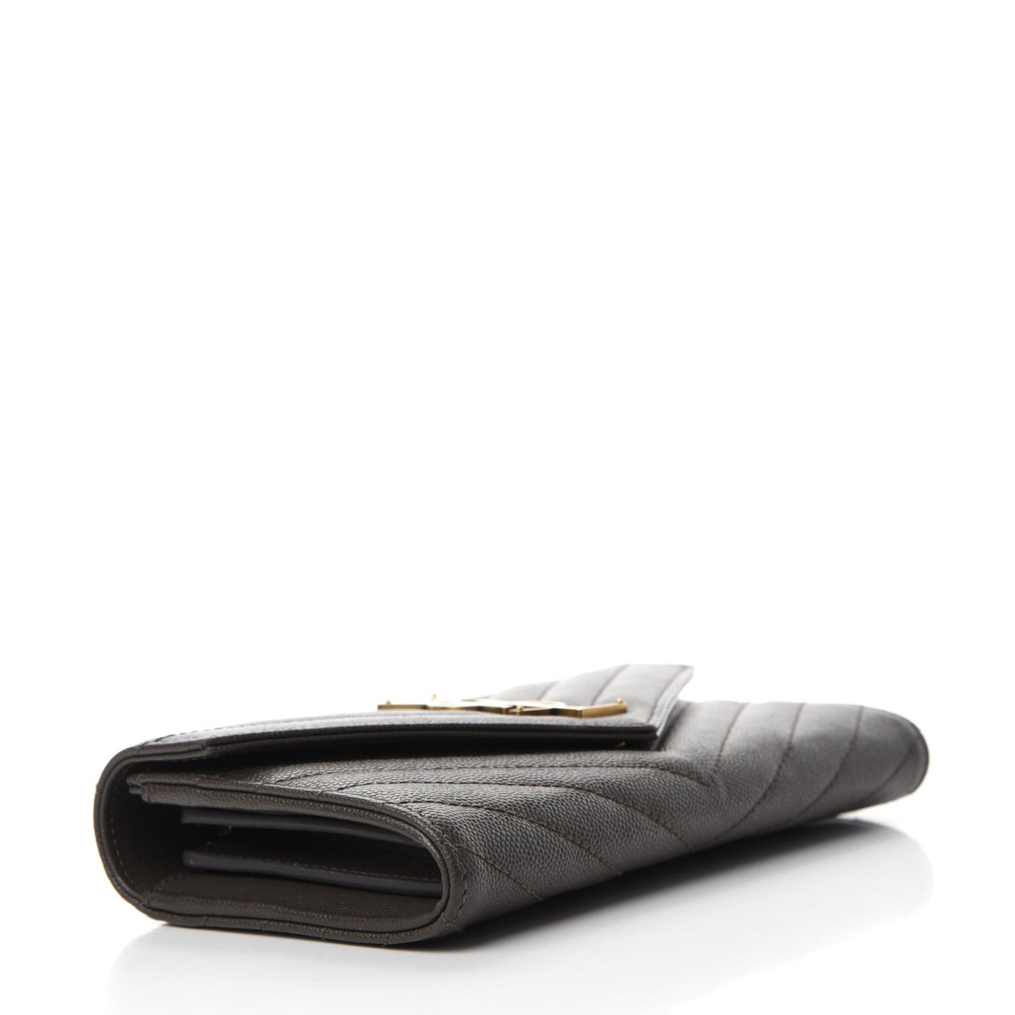 Grain De Poudre Matelasse Chevron Monogram Flap Wallet Fog