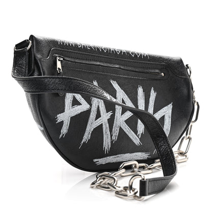 Balenciaga Agneau Arena Graffiti All Over XS Souvenir Belt Bag Black White 4 of 12