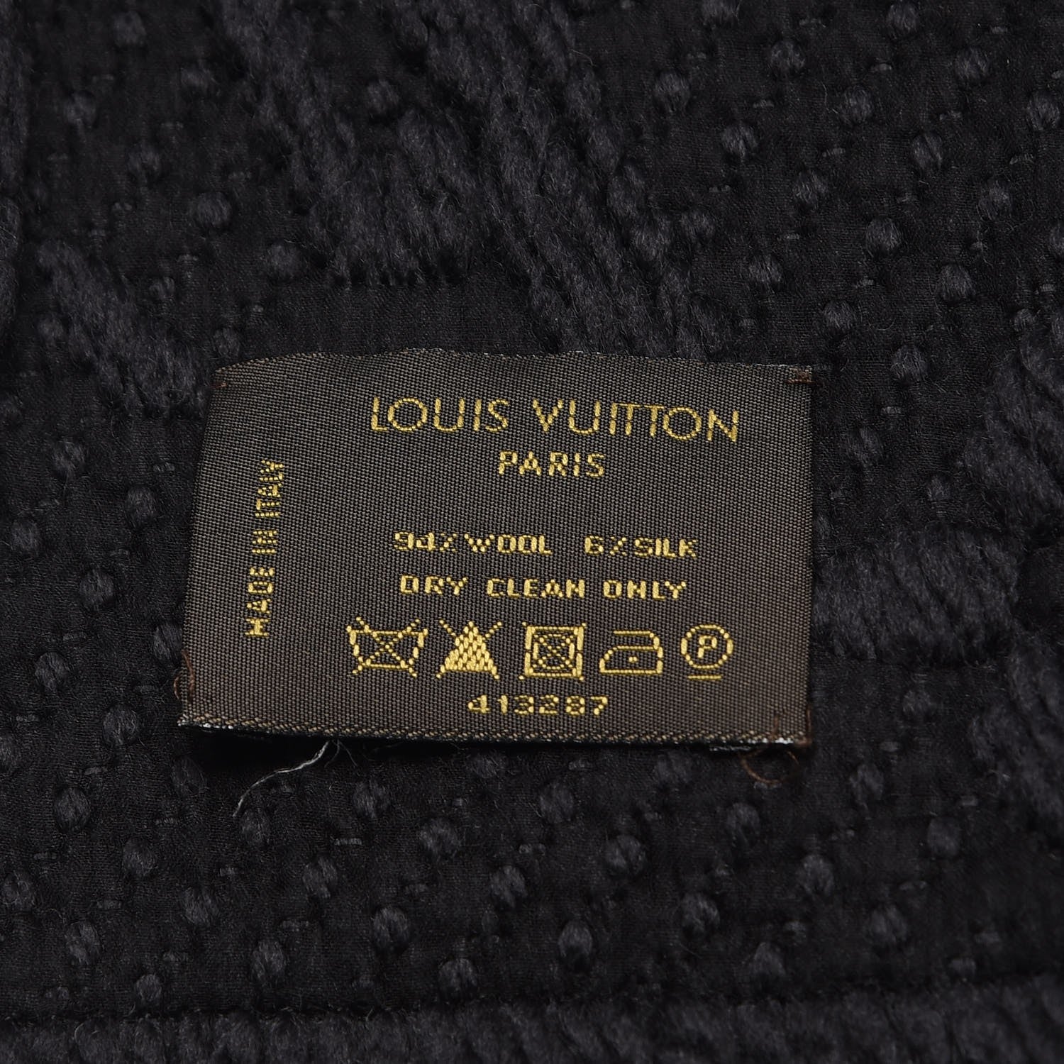 Louis Vuitton Wool Silk Logomania Scarf Charcoal Grey 3 of 3