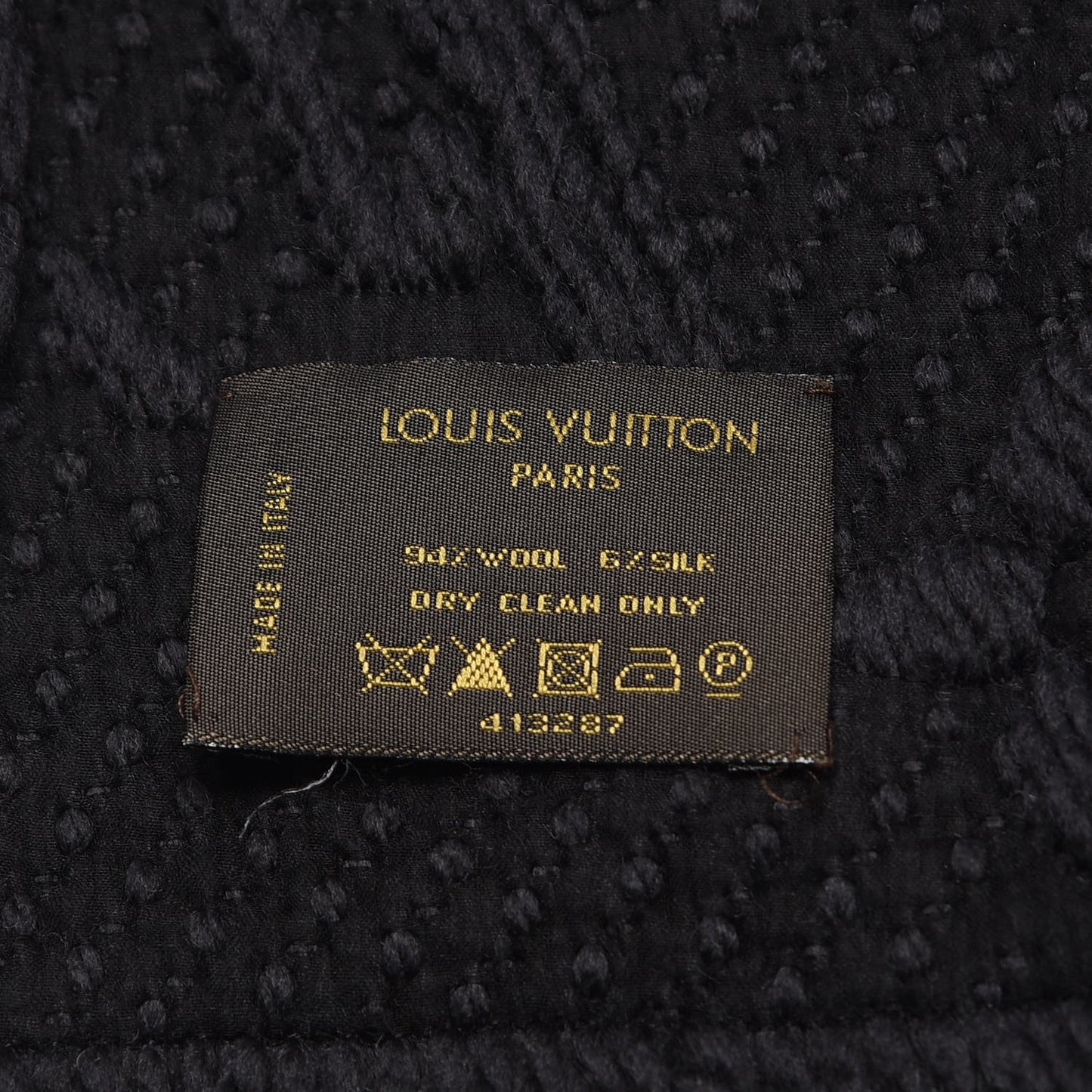 Wool Silk Logomania Scarf Charcoal Grey