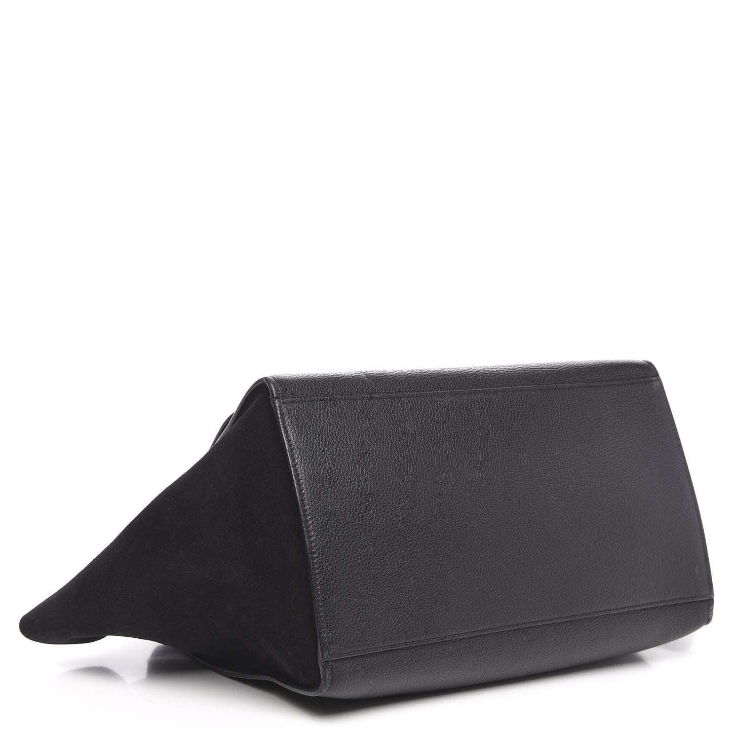 Drummed Calfskin Suede Medium Trapeze Black