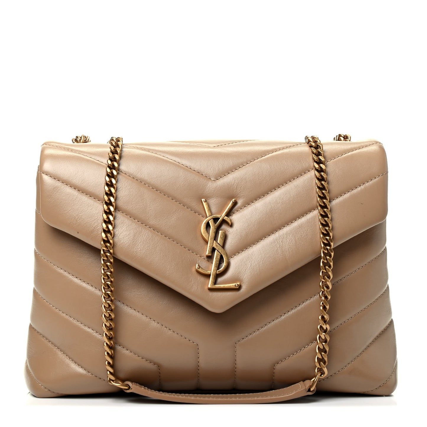 Calfskin Y Quilted Monogram Small Loulou Chain Satchel Cork