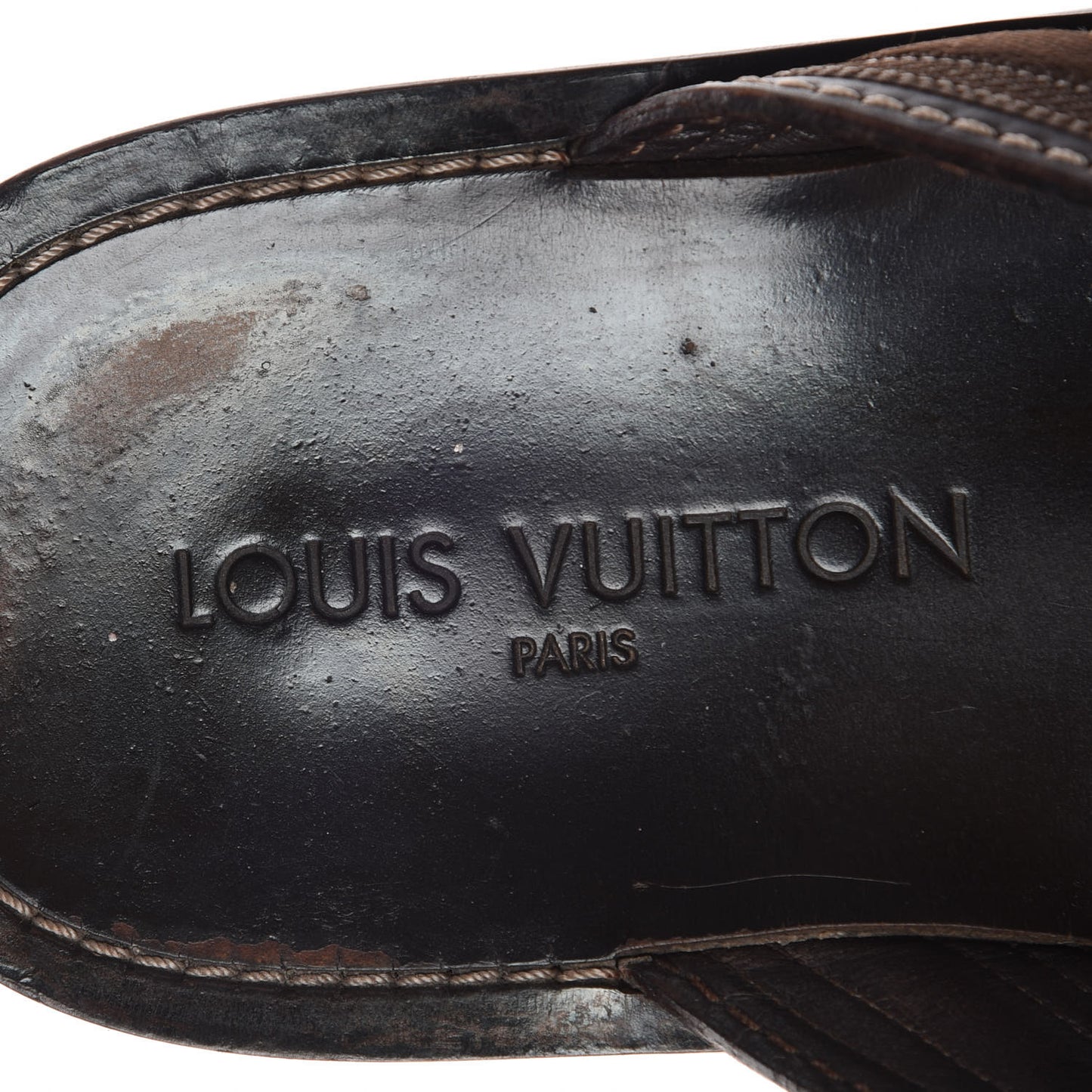 Canvas Damier Mens Thong Sandals 8.5 Brown