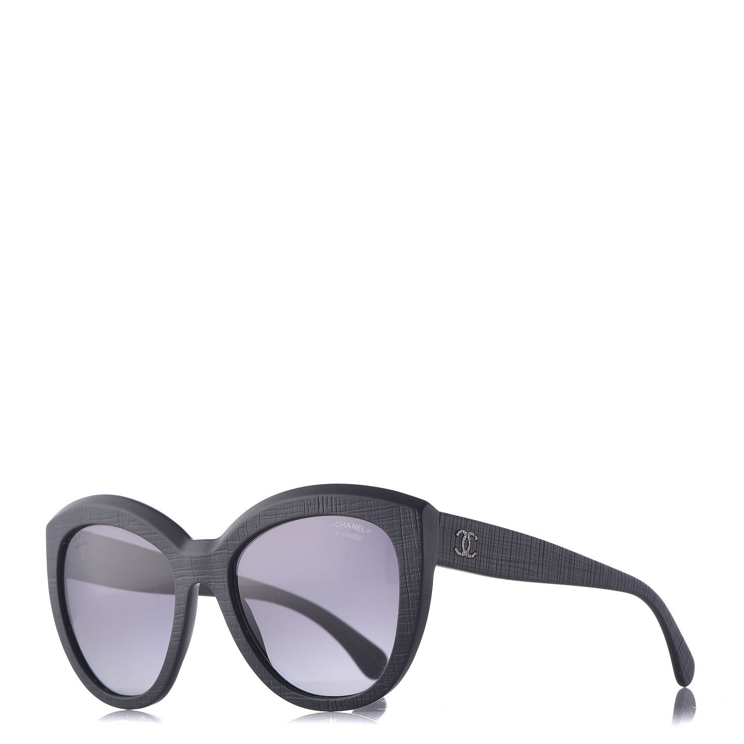 Chanel Tweed Effect CC Polarized Butterfly Signature Sunglasses 5332 Black 1 of 7