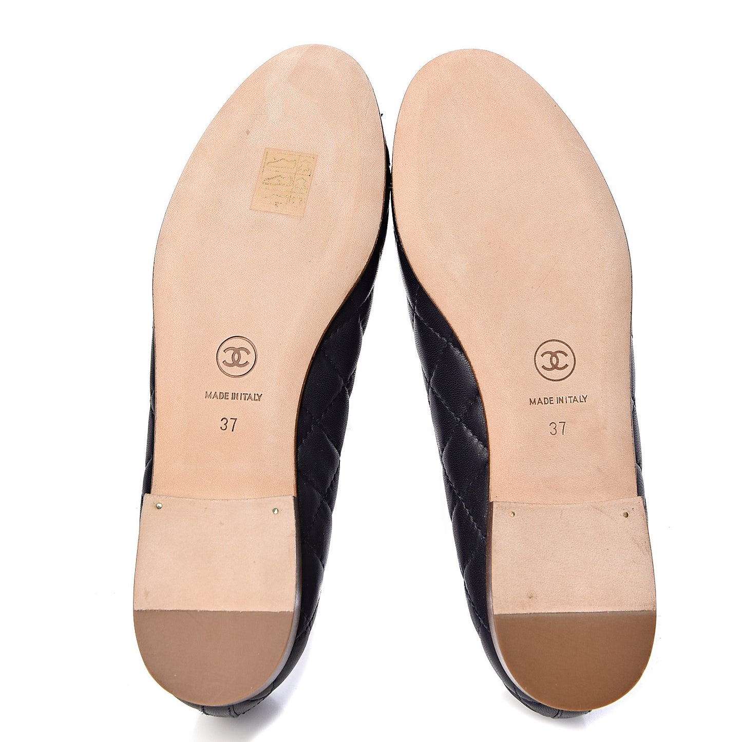 Quilted Lambskin CC Ballerina Flats 37 Navy