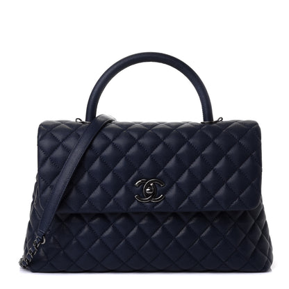 Chanel Caviar Quilted Medium Coco Handle Flap Navy Blue 1 of 5