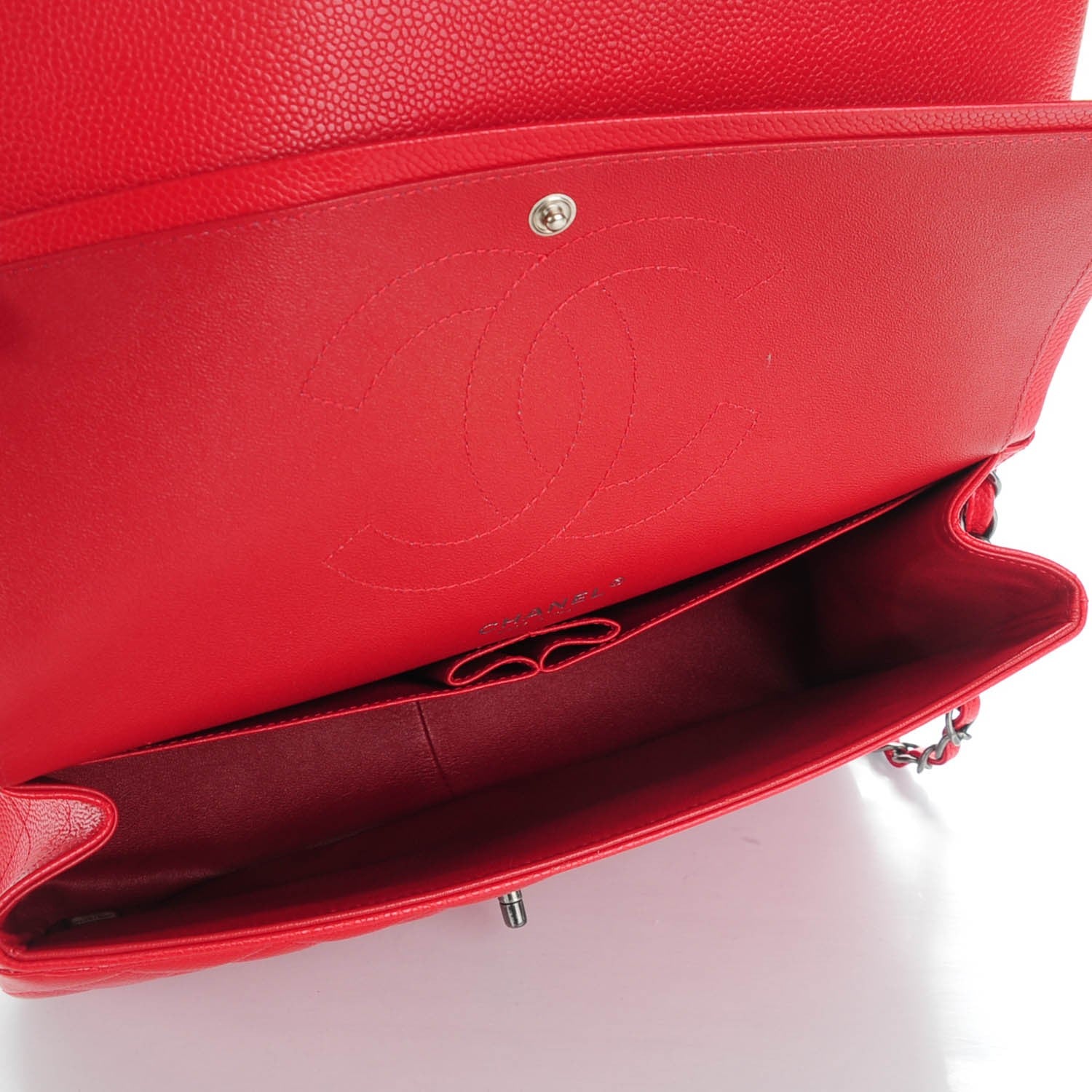 Chanel Caviar Quilted Jumbo Double Flap Red 5 of 9