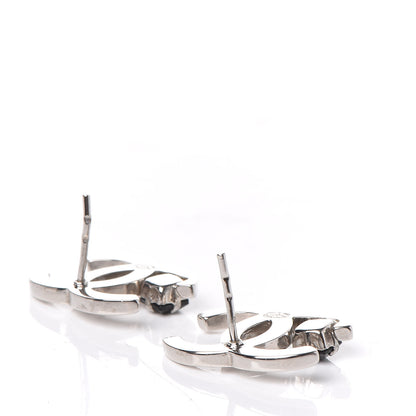 Chanel Black Stone CC Earrings Silver 3 of 6