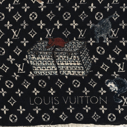 Louis Vuitton Wool Silk Catogram Shawl Black 2 of 3