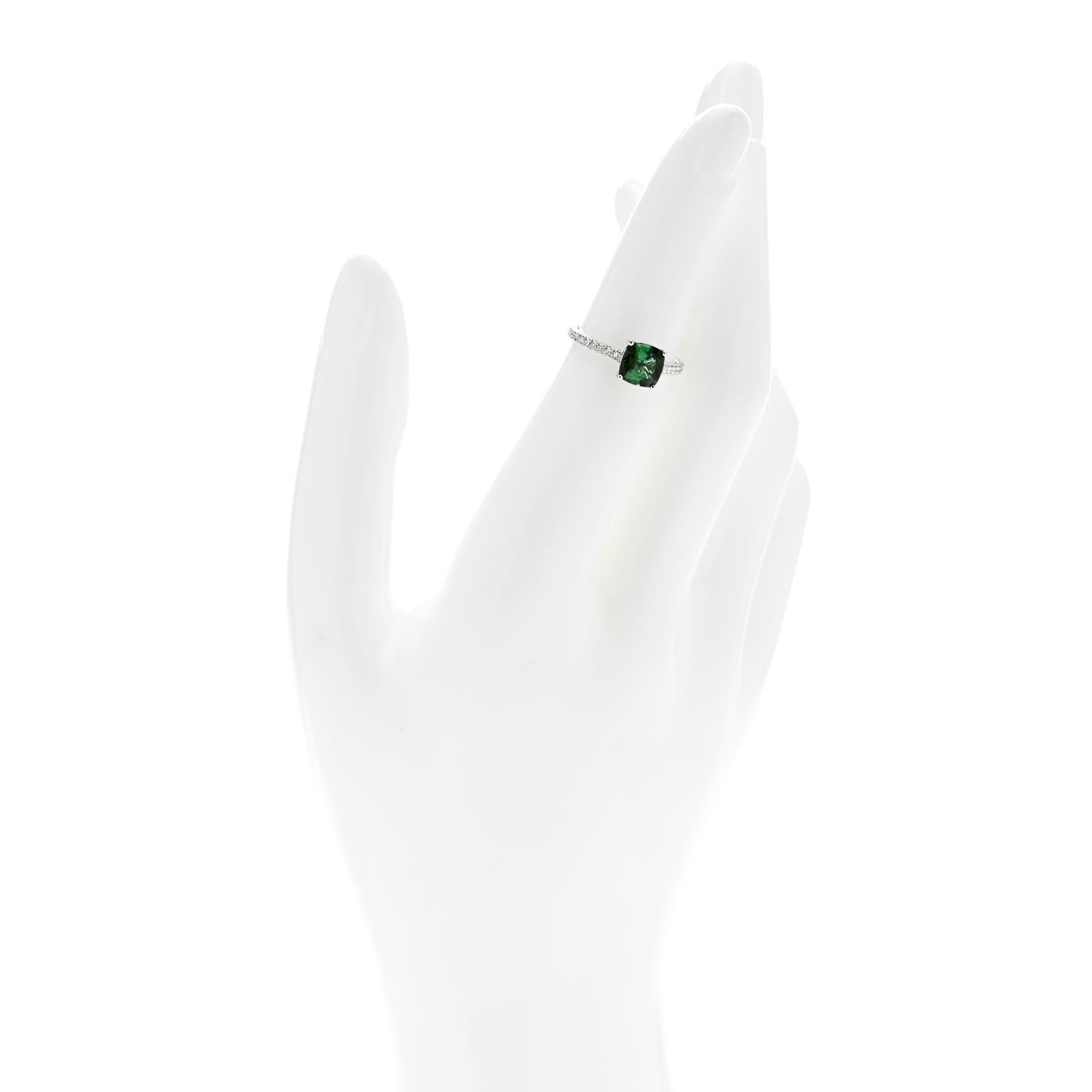 Tiffany Platinum Diamond Green Tourmaline Legacy Ring 49 4.75 2 of 6