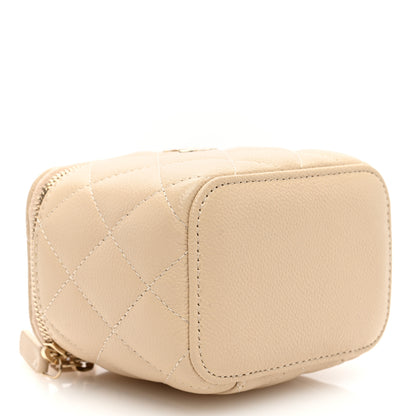 Chanel Caviar Quilted Tiny CC Mini Vanity Case With Chain Light Beige 4 of 12