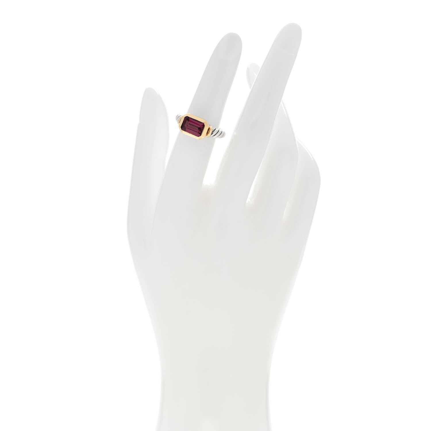 David Yurman Sterling Silver 18K Yellow Gold Rhodolite Novella Ring 49 5 2 of 5