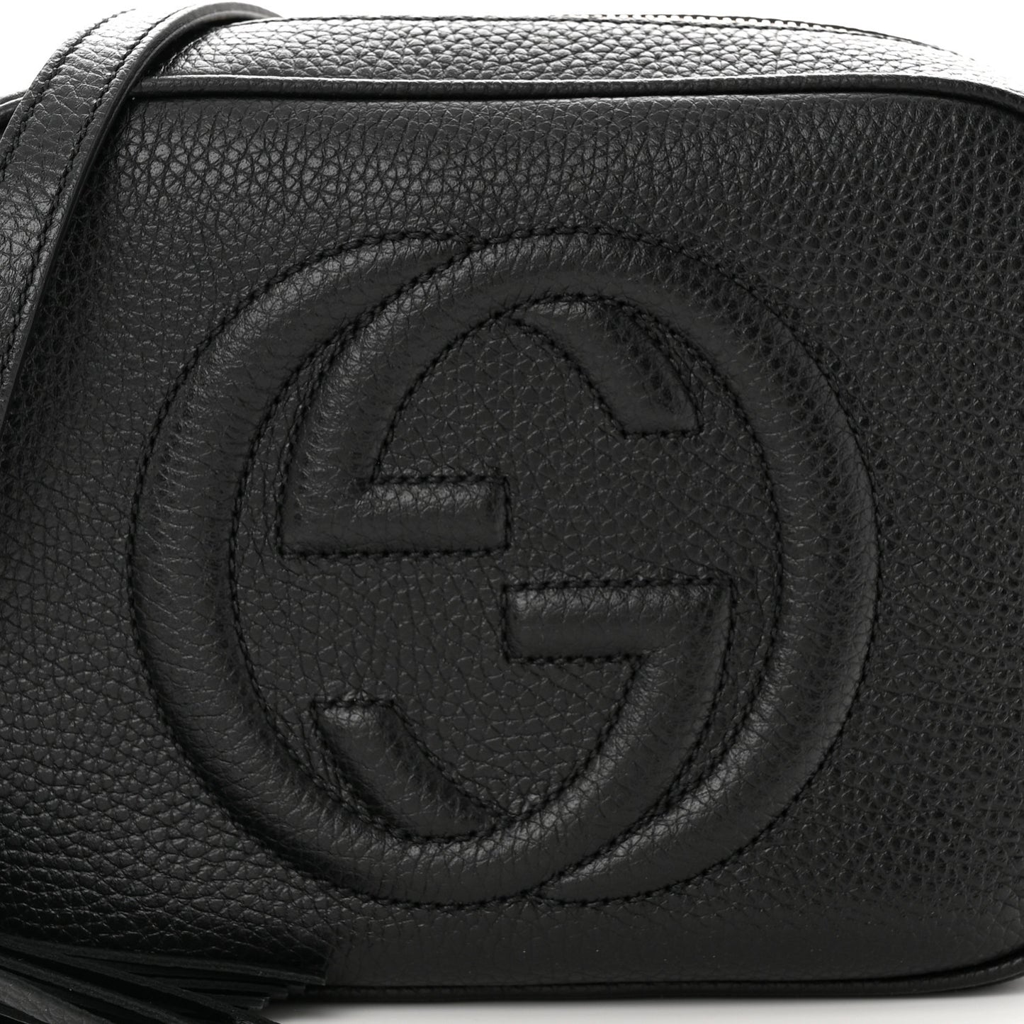 Pebbled Calfskin Small Soho Disco Bag Black