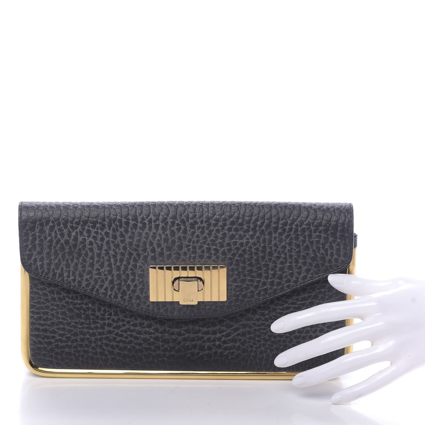 Grained Calfskin Sally Clutch Black