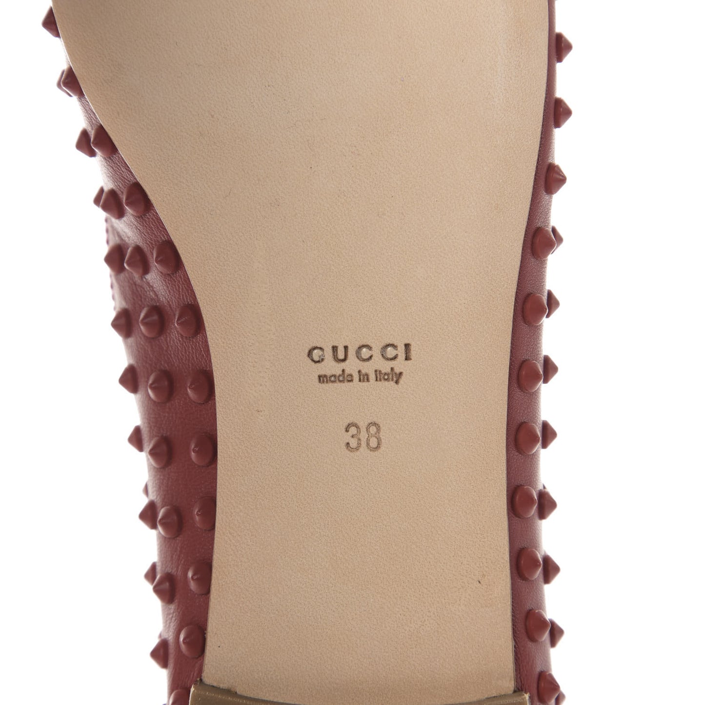 Calfskin Studded Ballerina Flats 38 Red