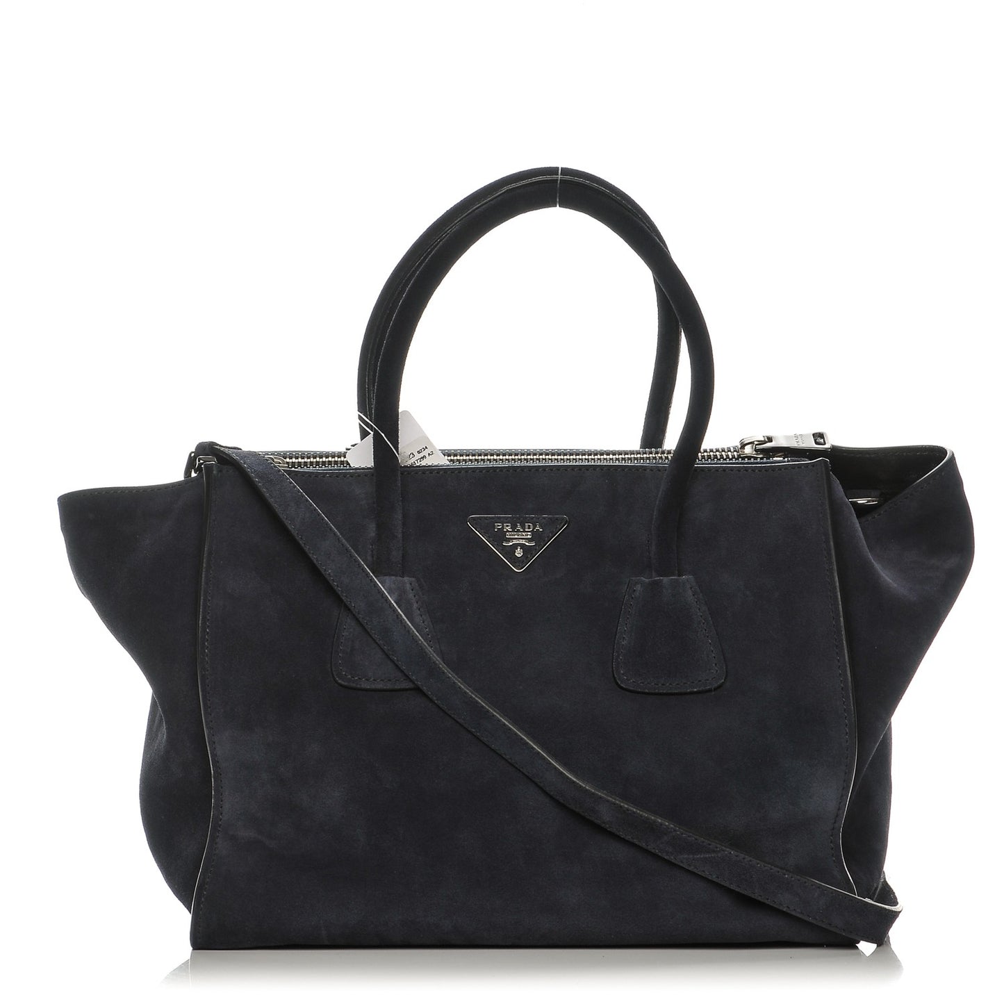 Suede Scamosciato Twin Pocket Tote Blue