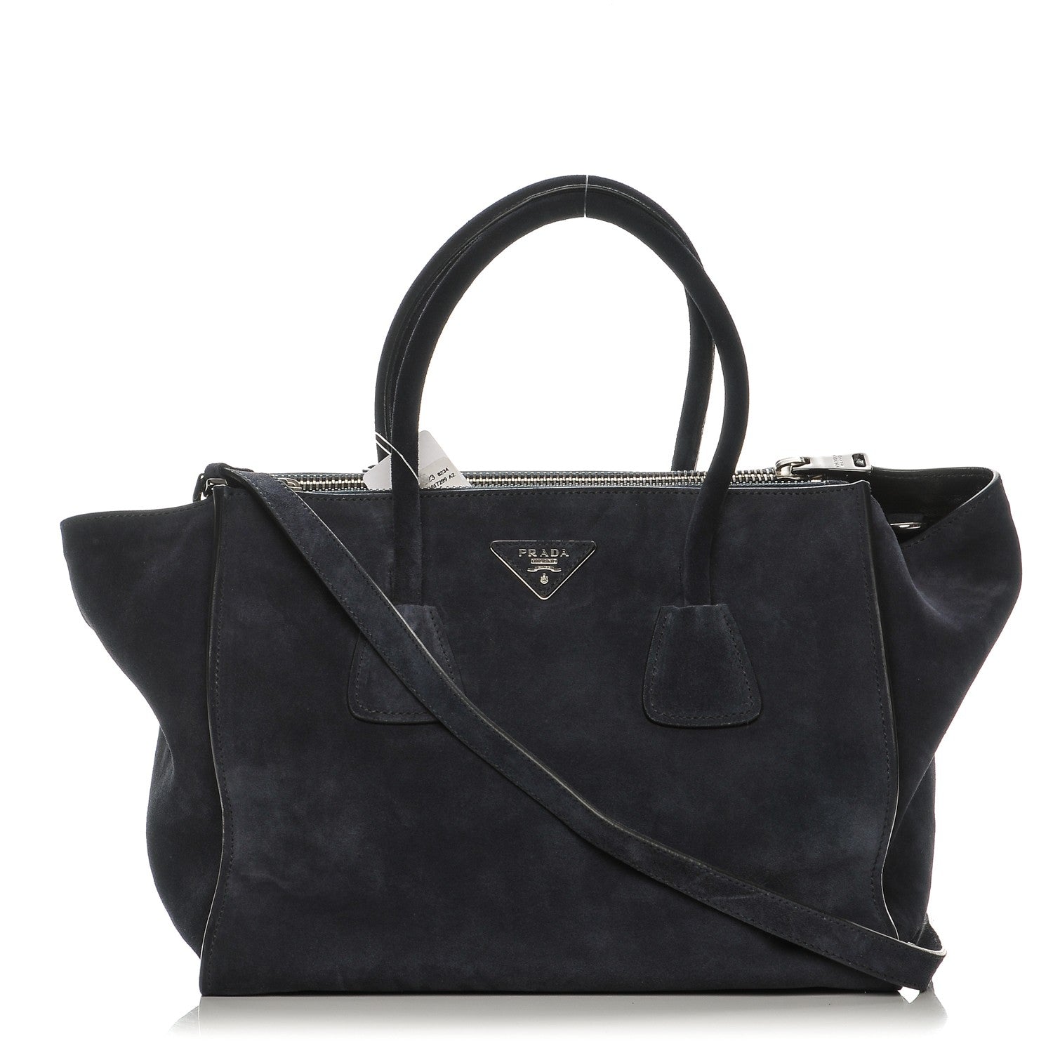 Prada Suede Scamosciato Twin Pocket Tote Blue 1 of 9