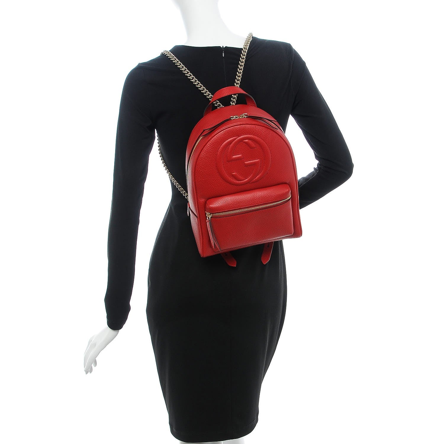 Gucci Pebbled Calfskin Soho Chain Backpack Red 2 of 7