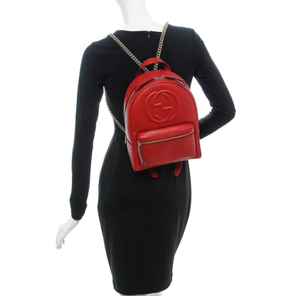 Gucci Pebbled Calfskin Soho Chain Backpack Red 2 of 7