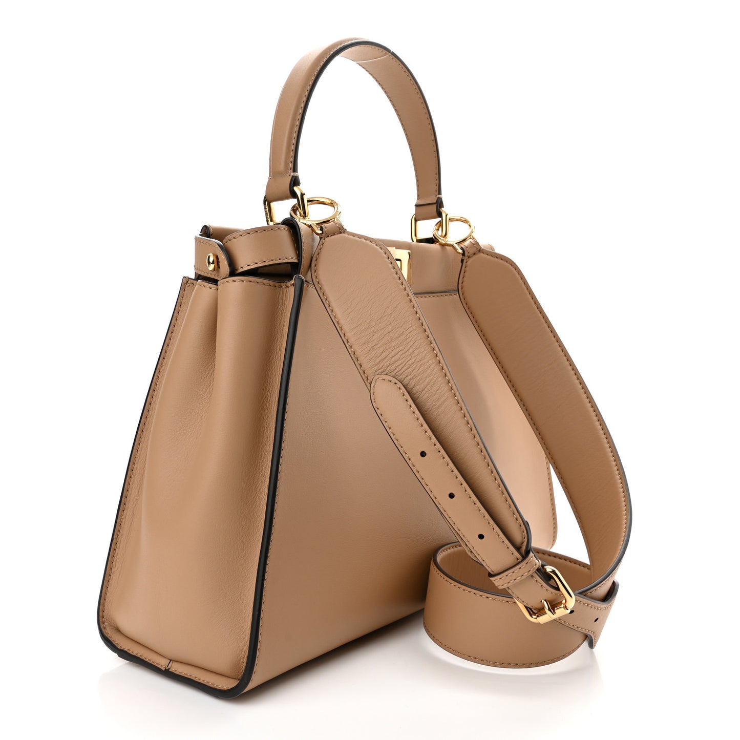 Vitello Seta Nabuk Pequin Medium Peekaboo Iconic Satchel Cuoio Tobacco Moro