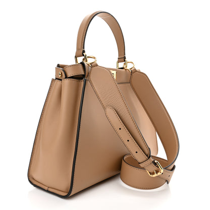 Fendi Vitello Seta Nabuk Pequin Medium Peekaboo Iconic Satchel Cuoio Tobacco Moro 3 of 9