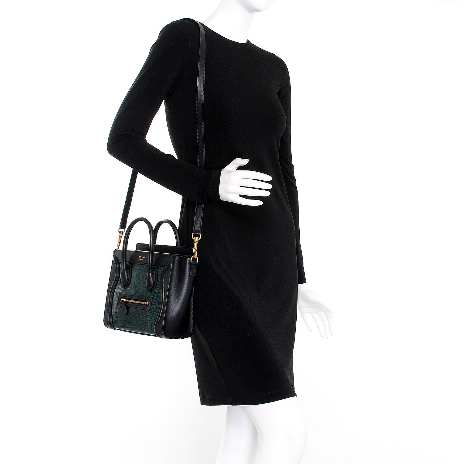 Celine Lizard Smooth Calfskin Nano Luggage Dark Green 2 of 8