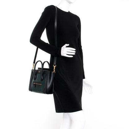 Celine Lizard Smooth Calfskin Nano Luggage Dark Green 2 of 8