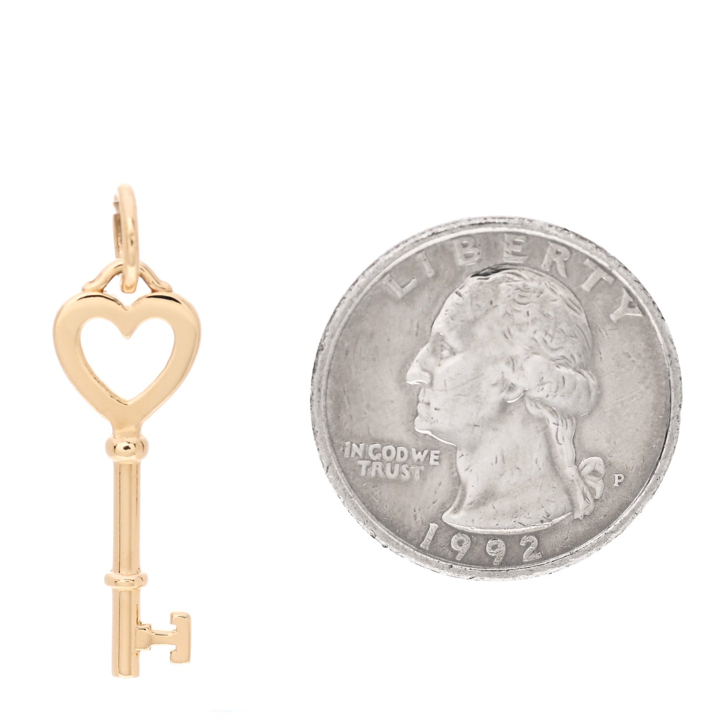18K Yellow Gold Mini Heart Key Pendant