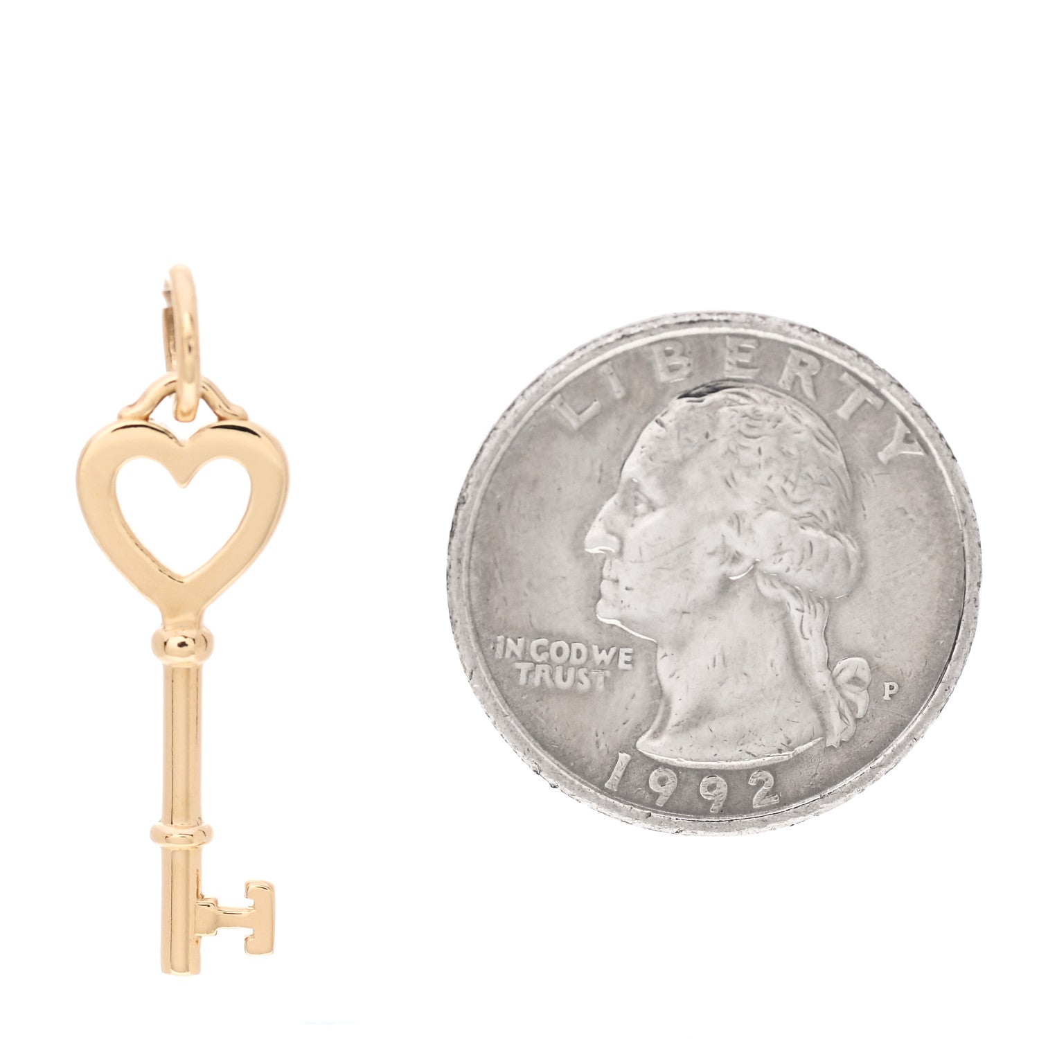 Tiffany 18K Yellow Gold Mini Heart Key Pendant 2 of 4