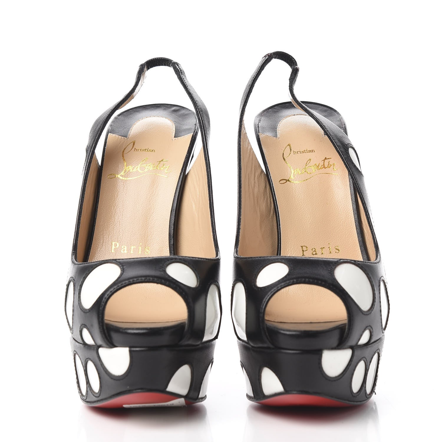 Christian Louboutin Shiny Nappa Patent Bubble Up 150 Pumps 35.5 Black White 3 of 9