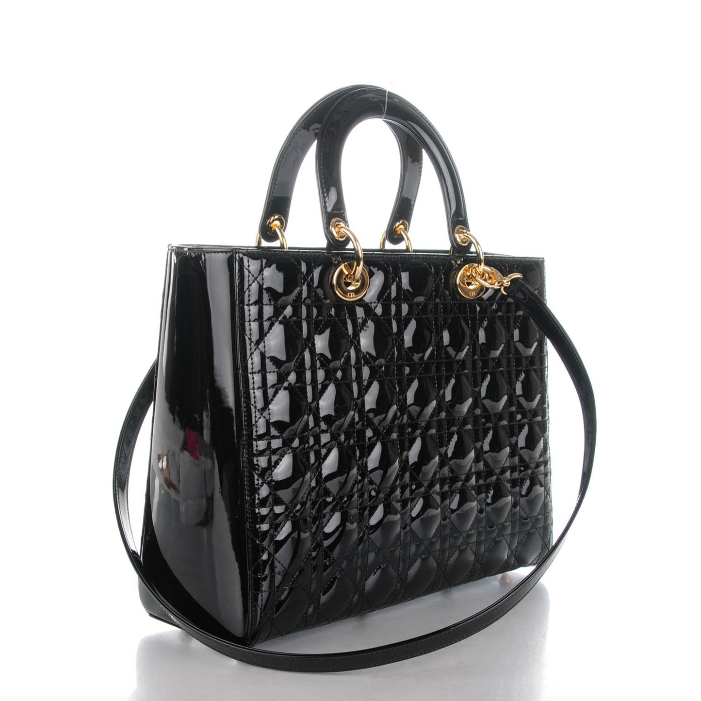 Patent Cannage Large Lady Dior Black