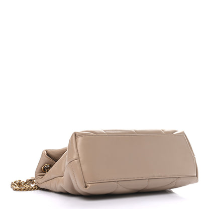 Saint Laurent Lambskin Quilted Small Loulou Puffer Monogram Chain Satchel Dark Beige 4 of 8