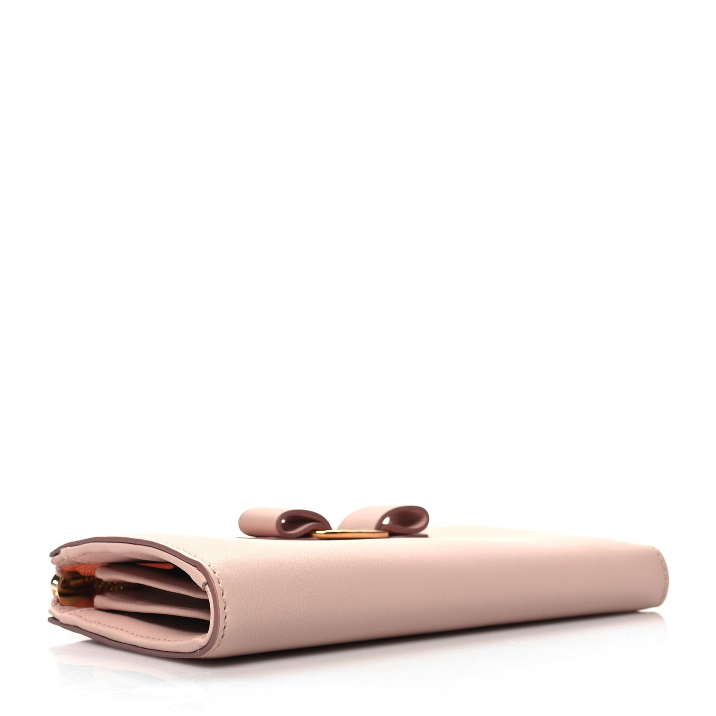 Calfskin Vara Bow Zip Wallet Pink