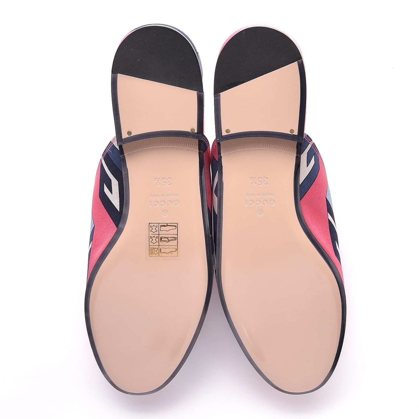 Satin GG Wallpaper Womens Princetown Slippers 35.5 Pink Flamboyant Blue Black